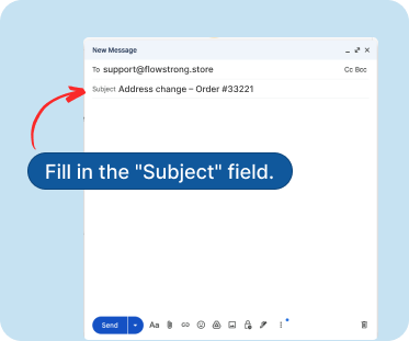 Screenshot showing subject line field